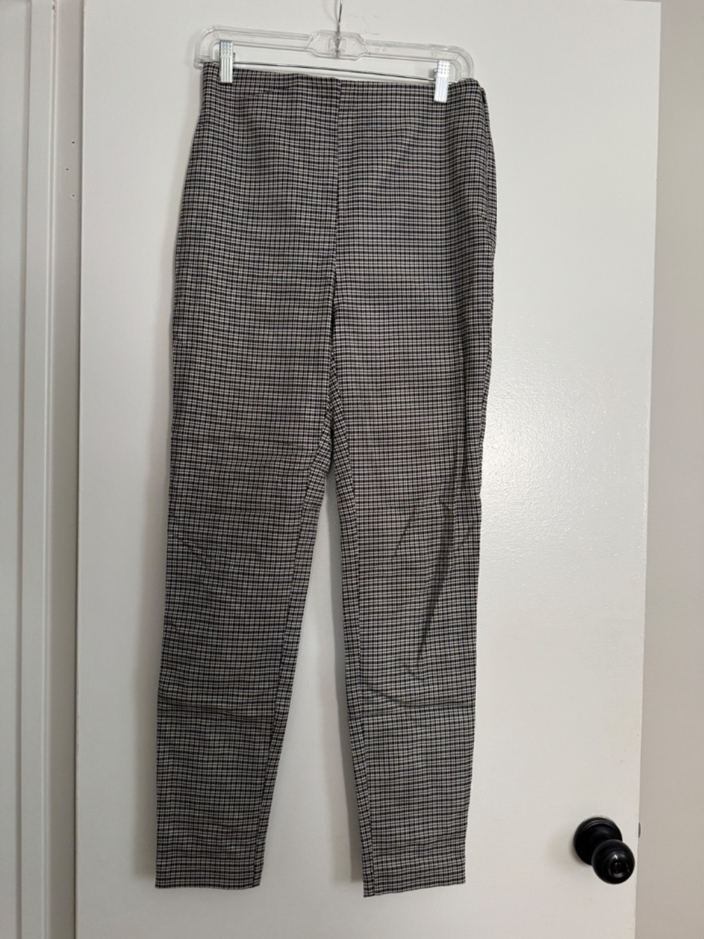 Loft Ann Taylor High Waist Skinny Side Zip Black Plaid, Women's Size 6 Tall